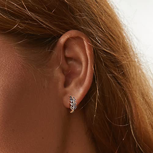 925 Sterling Silver Huggie Hoop Earrings | Hypoallergenic Leaf Hoop Earrings | Clip On Earrings Jewelry Gifts For Wife Women Girl(Bse500) #TOP3