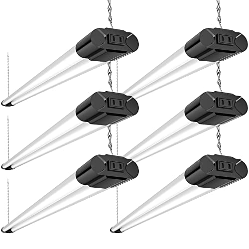 BBOUNDER 6 Pack Linkable LED Utility Shop Light, 4400 LM, 6500K Cool Daylight, 4 FT, 48 Inch Integrated Fixture for Garage, 40W Equivalent 250W, Surface + Suspension Mount, Black BBOUNDER 6 Pack Linkable LED Utility Shop Light, 4400 LM, 6500K Cool Daylight, 4 FT, 48 Inch Integrated Fixture for Garage, 40W Equivalent 250W, Surface + Suspension Mount, Black