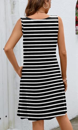 Image of Ladlop Summer Dresses for Women 2026 Beach Loose Casual A Line Dress Sleeveless V-Neck Sundress with Pockets