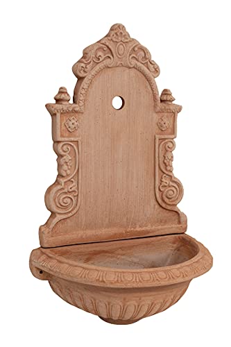 Biscottini Wandbrunnen zum Aufhängen 40x24x64cm - Brunnen in Terrakotta - Wandbrunnen 100% Made in Italy Handarbeit - Wandbrunnen gartendeko Vintage