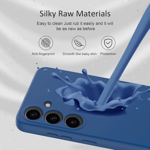 Image of DIZORO Microfiber Candy Case for Samsung A17 5G Smooth Touch Cushion Liquid Soft Silicone Gel Rubber Phone Cases Non-Slip Full Body Protective Shockproof Back Cover -Navy