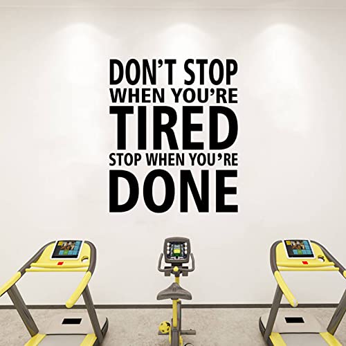 Seatune Don't Stop When You're Tired Wall Decals - Gym Motivational Quotes Wall Stickers - Yoga Sports Inspirational Wall Decals - Garage Bedroom Living Room Dorm - Home Vinyl Art Wall Decor 15"X18" #TOP13