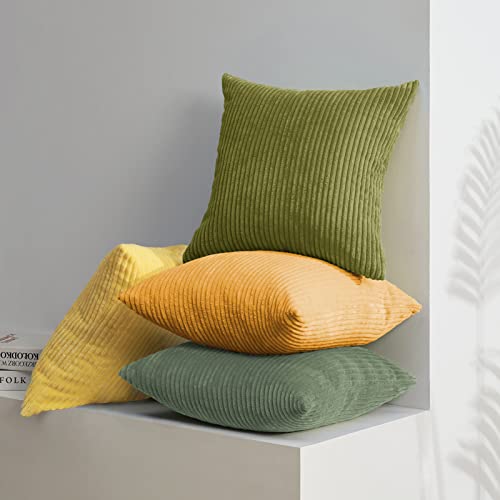 Image of Topfinel 12x12 inch 4 Pack Decorative Throw Pillow Covers,Soft Velvet Modern Double-Sided Designs, Mix and Match for Home Fall Decor, Cushion Covers Set of 4 (Yellow /Green)