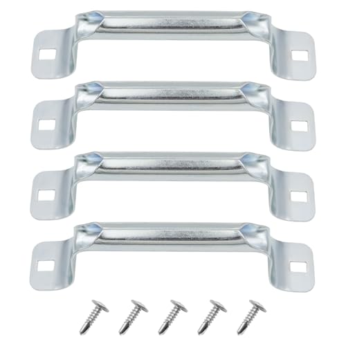 Mormchlots 4Pcs Silver Heavy Duty Garage Door Lift Handles, Rolled Grip Garage Door Pull Handle, Rolled Grip Pull Handles Compatible Sliding Barn Shed, Galvanized Lift Handle