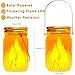 Solar Mason Jar Flame Lantern Lights ,4 Pack LED Flickering Flame Effect Light,Solar Lanterns for Outdoor Patio Party Garden Wedding Christmas Decor Lights(Mason Jars/Handles Included)