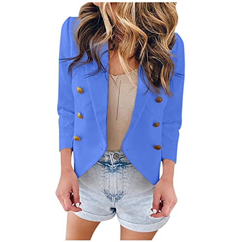 HHMY Blazer Damen Elegant - Open Front Zweireihig Revers Knopf Klassische...