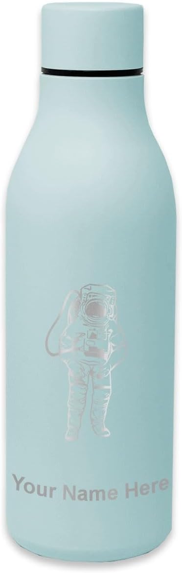 LaserGram Double Wall Stainless Steel Water Bottle, Astronaut, Personalized Engraving Included