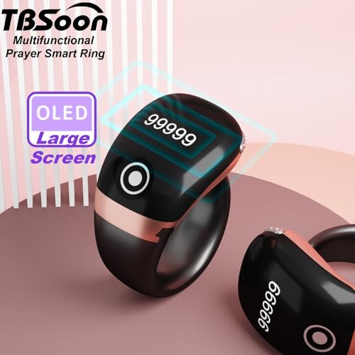 Image of Lightweight Tasbih Smart Ring, Tasbeeh Counters,Prayer Direction Indicator Guide,5 Azan Alarm Clock,Forgiveness,Electronic Rosary,Eid al-Fitr Eid al-Adha Ramadan Gift, men women-Rose Golden Pro