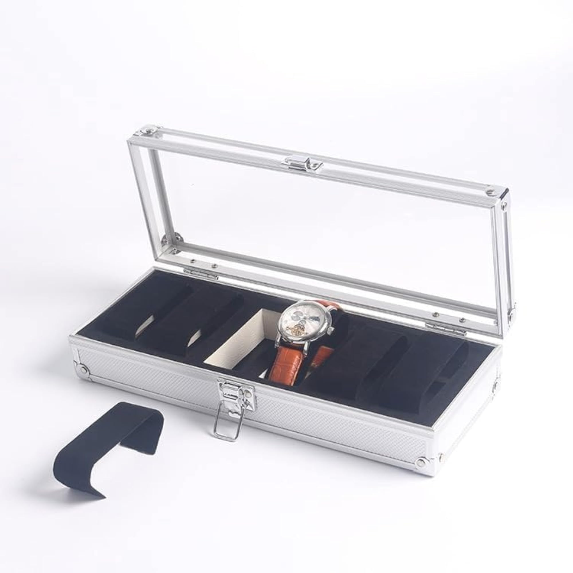 Watch Box Organiser, 6 Slot Aluminium Case