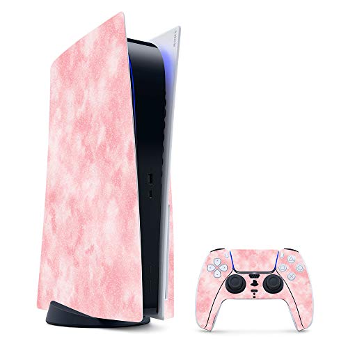MightySkins Glossy Glitter Gaming Skin for PS5 / PlayStation 5 Bundle - Cotton Cloud | Durable High-Gloss Glitter Finish | Easy to Apply and Change Style | Made in The USA