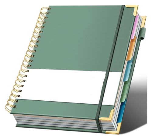 Cuadernos de espiral tapa dura DIN A4 con separadores y 240 páginas de rayas universitarias