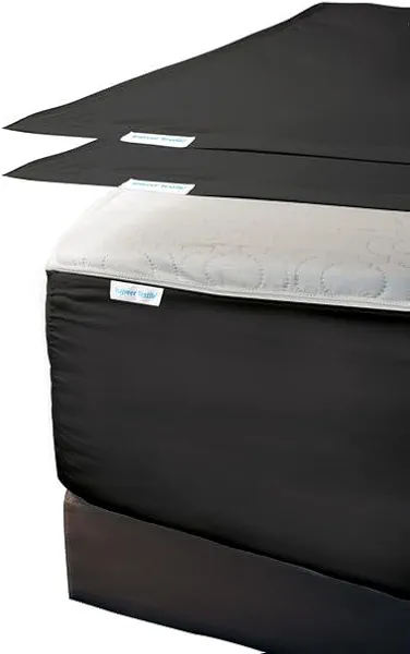 Zip On Fitted Sheet - Includes 1 Fitted Base + 2 Zip Sheet - Easy to Handle, Won’t Pop Off Sheet - 600 TC Cotton Fitted Sheet – 18" Deep Pocket King Size – Dark Grey