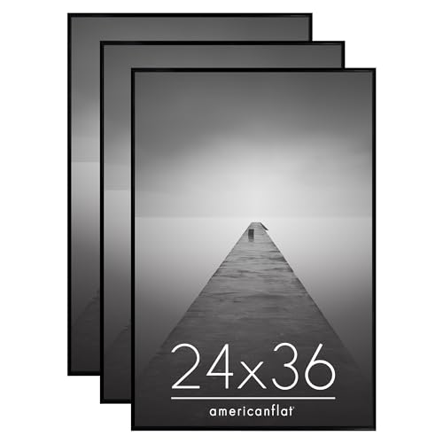 Americanflat Cadre Photo 60x80 cm Noir - Cadre 80x60 cm avec Encadrement Fin et Plexi Poli - Matériel de Suspension Intégré pour Mur - Suspension Horizontale ou Verticale - Lot de 3