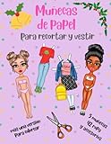  Muñecas de Papel para Recortar y Vestir más una Versión para Colorear - 5 Muñecas 42 Ropa y Accesorios: Muñecas de Papel con Ropa - Libro de Actividades - Recortes para Niñas