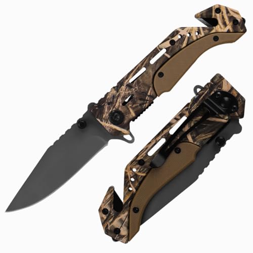 Canivete Esportivo C139G3 Dobrável Aço Inoxidável Quebra Vidro Cortador de Cinto Segurança Clip de Bolso Resistente Compacto Ideal Camping Pesca Esporte