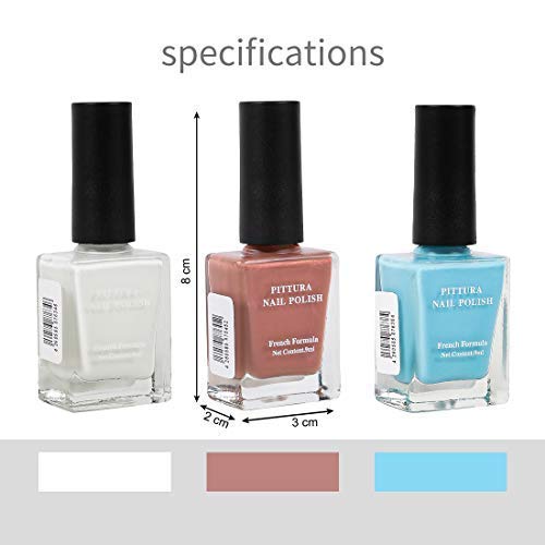 Image of MINISO Pittura Nail Polishes Long Lasting Nail Paint, Pink+White+Blue,buy 2 get 1
