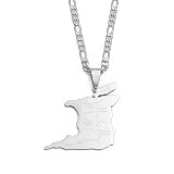 Collar con colgante de mapa de Trinidad y Tobago de oro amarillo de 14 quilates para mujeres y hombres, colgante de mapa de país de la ciudad étnica y Tobago, joyería de regalo para mujeres y hombres