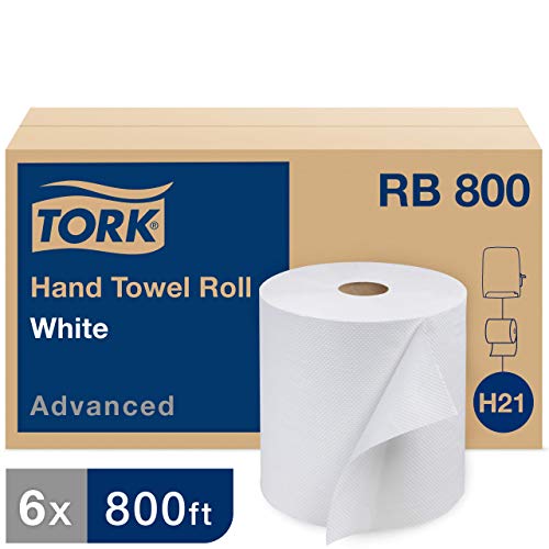 Tork Hand Towel Roll, White, Advanced, H21, Soft, Disposable, 100% Recycled, Absorbent, 1-Ply, 12 X 800 Ft, Rb800 #TOP1