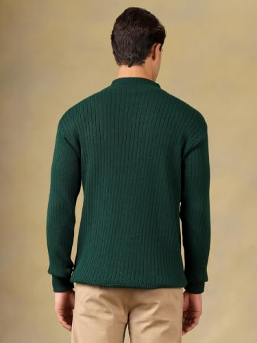 Image of Kvetoo Men High Neck Zipper Full Sleeve Woolen Winter Sweater