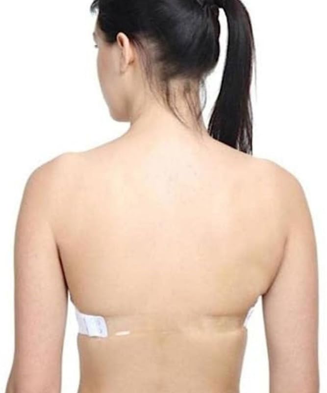 Image of Brachy Women Cotton Nylon Spandex Padded Underwire Strapless Backless Invisible Clear Transparent Back Push up Bra with (Free Extra Transparent Strap)