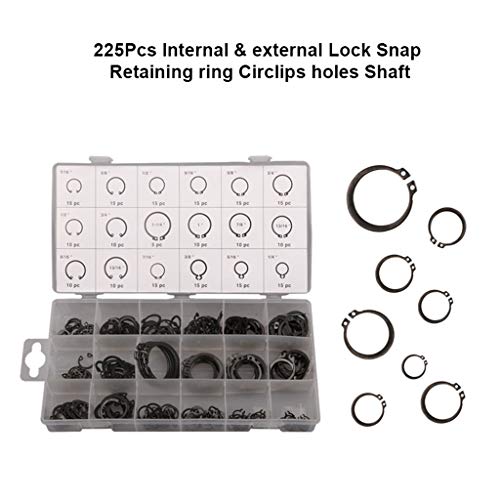 Preisvergleich Produktbild Hahuha Wellenhaltering, 225 Stück Interner und externer Verriegelungsschnapp Sicherungsring Sicherungsringe Löcher Wellensatz 18 Größen, Werkzeuge & Heimwerker