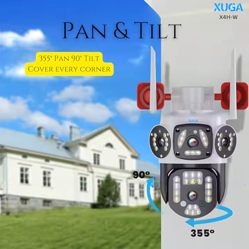 Image of XUGA Cybernautt X4H-W 4MP FHD Dual Lens WiFi Outdoor CCTV Camera | PTZ | Color Night Vision | 3 View Screen | Motion Detection | Two-Way Audio| IP66 Waterproof