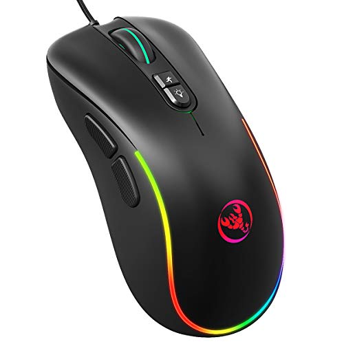 Borlai Wired Gaming Mouse, 6400DPI 7-Key Macro Programming Mouse PC Laptop Desktop for Windows 7/8/10/XP