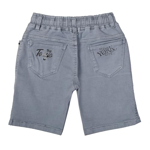 Image of Boys Regular fit Shorts, Elastic with Drawstring Waistband, Stretchable Soft Cotton Denim, Solid, Above Knee Length