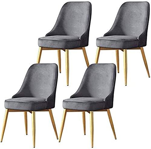 SJIALEN Modern Dining Chairs Set of 4, for Office Kitchen Lounge Dining Room Chair Soft Cushion Metal Legs Slip Feet Dining Chairs Kitchen Chair (Color : Dark Gray, Size : 50x52x85cm)