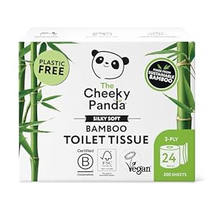 The Cheeky Panda Bamboo Toilet Rolls Bulk Buy – 24 Rolls of 3 Ply Toilet Paper | Plastic Free Packaging and Sustainable Tissue Paper | White