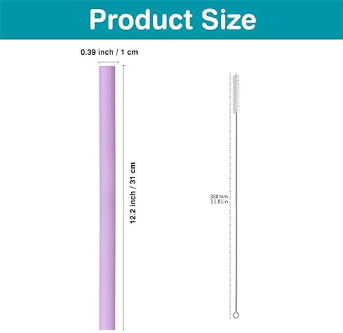 Miniatura 2 de Paquete de 6 popotes de silicona de repuesto, popotes de silicona de 12.2 pulgadas y 40 onzas, pajitas de café helado, pajitas extralargas, popotes