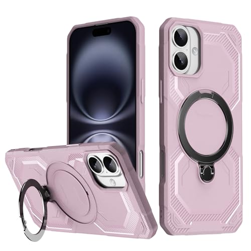 Coque Samsung Galaxy A06 4G antichoc rose avec anneau rotatif et béquille