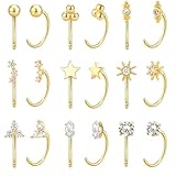 Chihayafuji Pendientes Oro 14k Plata Estilo Aro Semicircular HéLix CartíLago Cierre Mujer 9 Pares Acero Inoxidable 316l HipoalergéNicos Ideales Regalar