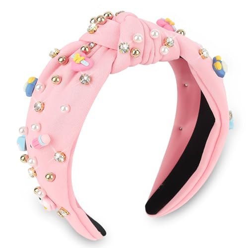 CIEHER Teacher Headbands for Women, Headband for Back to School,Knotted Hairband, Teacher Hair Accessories Appreciation Gifts - Pink