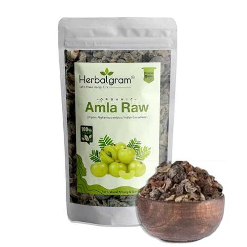 Herbalgram Organic Bringaraj and Hibiscus Raw Dried Flowers and Leaves Whole for Hair Care & Shine Pure Raw Form Combo (Pack of 2) 100gm Each (Amla 100g)
