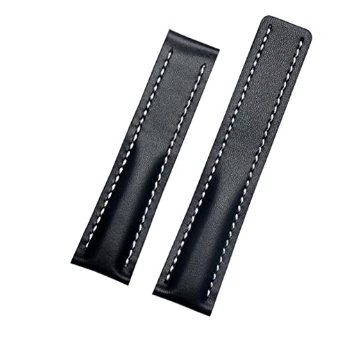 Bracelet de montre en cuir véritable de vache avec boucle de déploiement élégante