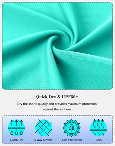 Image of SANTINY Women's High Waisted Swim Shorts with Pockets UPF50+ Long Board Swimming Shorts for Women with Liner