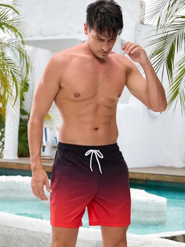 Image of Mens Swim Trunks Compression Liner No Mesh Swimming Trunks Men Swimwear Quick Dry Above Knee Zipper Pocket Swim Shorts
