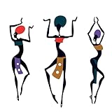 African Wall Decor Art, 3 Pieces Metal Wall Aesthetic Hallway Decor accessories, Maximalist Hanging Wall Decor, Ethnic Dance Style Drawing Wall Decorations, For Home Living Room Bedroom and Bathroom