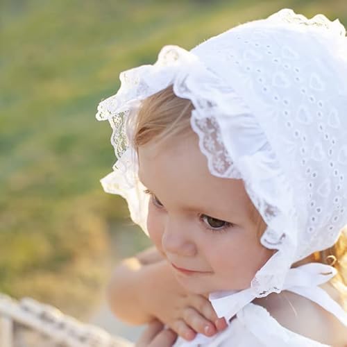 Huggalugs Infant, Baby And Toddler Girls Classic Bonnets With Lace (3 Months, White Eyelet) #TOP7