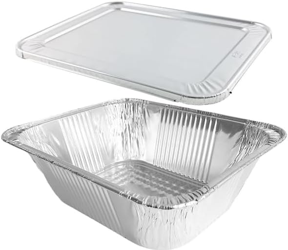 PROPAC & SEAL Half-Size (1/2) 4" Extra-Deep Alumium Foil Steam Table Roaster Pans with Lids - Disposable Containers Great for Baking, Broiling, Heating, Catering, Meal Prep PACK OF (50)