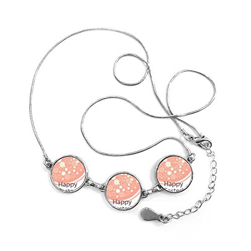 Collier pendentif rond de Pâques chrétien avec motif œuf et cœur rose