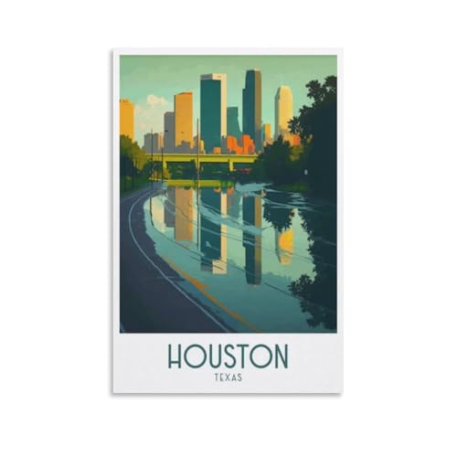 Houston Texas Travel Poster Canvas Wall Art 24x36in