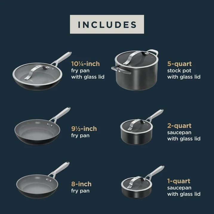 Miniatura 7 de Ninja Ceramic Pro - Juego de utensilios de cocina de 10 piezas, ollas y sartenes antiadherentes de aluminio y acero inoxidable con tapas de vidrio,