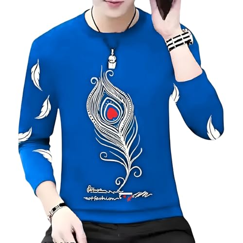 Image of Men Round Neck Cotton Blend Stylish Printed T-Shirt