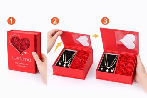Image of Yadava Artificial Red Rose Flower for Valentine Day Gift Romantic Gift for Girlfriend Boyfriend Husband Wife | Cute Star Keychain, Message Bottle & Love Cards in Premium Gift Box (vlnt lvBook)