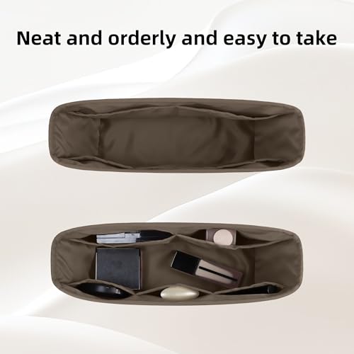 Image of DGAZ Purse Organizer Insert Fits Neverfull-Mini /PM /MM /GM Bags,Silk Bag Organizer,Luxury Handbag & Tote Shaper(PM, Etoupe grey)