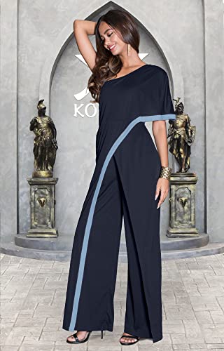 Image of KOH KOH Womens 2026 One Off Shoulder Asymmetric Long Pant Jumpsuit Romper