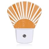 Uiaoiais Boho Abstract Orange Sunset Plug in Night Lights, Sunset Nightlight Plug Into Wall Dusk to Dawn Sensor for Kid Girls Boys Women Men Bedroom, Hallway, Kitchen, Bathroom, Stairs Decor