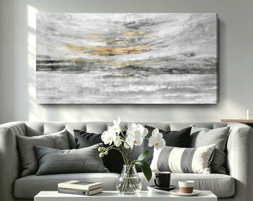 Nicetop Large Black White Gold Abstract Canvas Wall Art48x24InReady to Hang by Nicetop - Used condition - Image 3